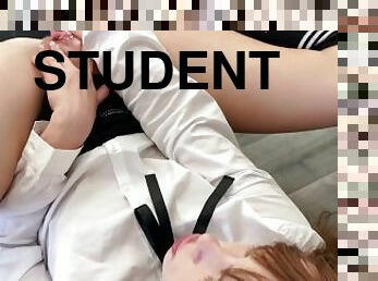 Student in Stockings Play Wet Pussy with Sex Toys to Crazy Orgasm