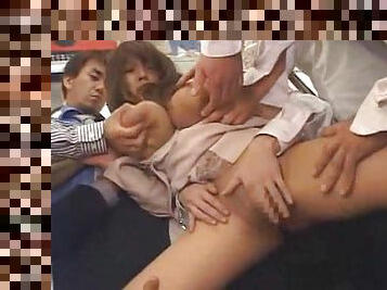 Japanese girl on a subway train fondled