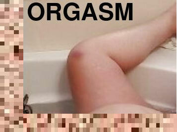 PREGNANT chunky FTM humps bath jets to cum HARD while masturbating, moans and shakes during orgasm