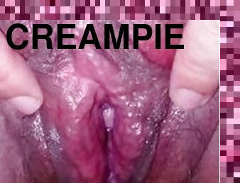 Cum dripping from pussy