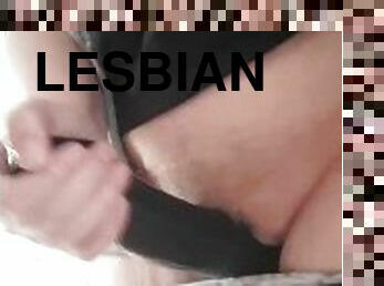 masturbaatio, remmidildo, lesbo-lesbian, musta, dildo, mulkku