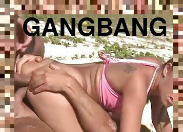 Blonde Buxom Lady Gangbang Video