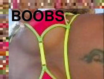 Slut Shows Big Tits On The Beach