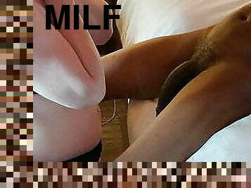 MILF Hotwife sucks huge BBC in front of cuckold husband