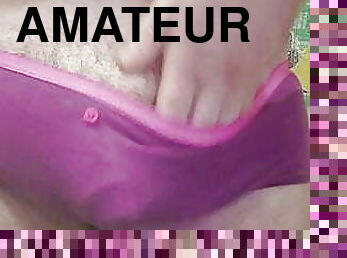 peepee in pink &amp; purple panties cummy cums