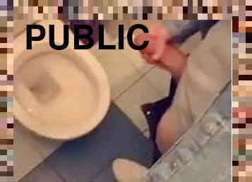 Teen boy huge cum in public toilet wall