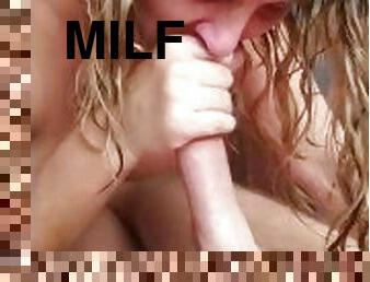 Milf tries her first oral cream pie