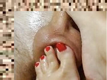 Edging footjob with massage oil