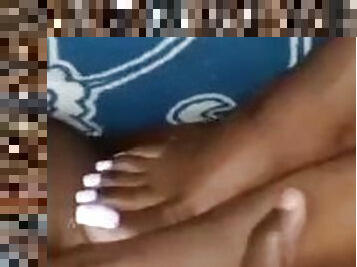 Long toenails footjob