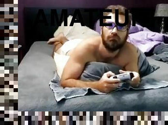 Diaper wetting and masturbating until I cum while playing PlayStation