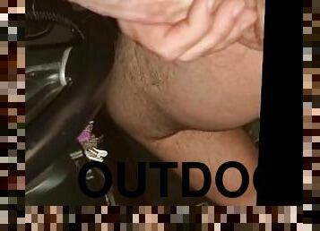 HUGE dick wanked by daddy outdoors