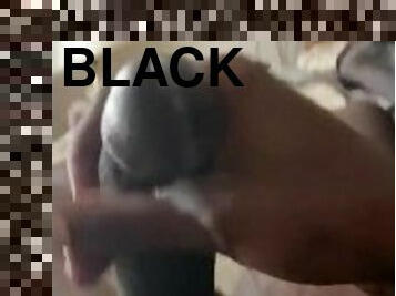 Laying Back Stroking Black Dick