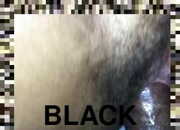 Filling her tight pussy with my black dick on a condom