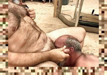 Two Hairy Daddies GET OFF on each other at warehouse