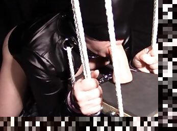 Bound to the bondage board then swallow his load