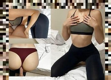 Sexy Sportswoman In Leggings Sucks And Fucks Doggy Style