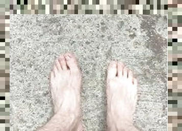 Close up view of my feet outside