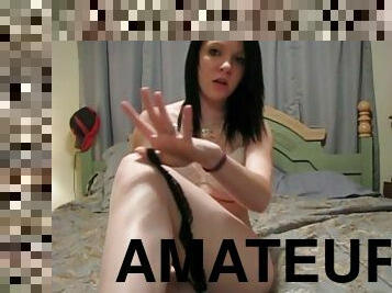 masturbaatio, orgasmi, pillu-pussy, amatööri, teini, kotitekoinen, sormettaminen, verkkokamera, ajettu, ruskeaverikkö