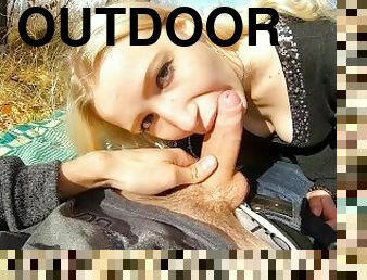 Teen babe loves to suck and fuck in nature! - Outdoor POV