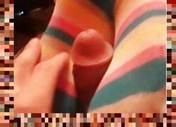 Colorful toes toesockjob cumshot