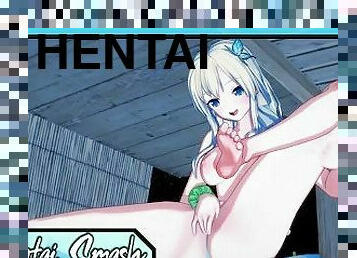 Sena Kashiwazaki fingering her pussy at the beach - Haganai Hentai.