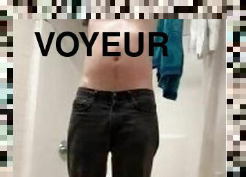 Voyeur Shower Cam - Watch a Young Blonde Twink Taking a Shower - Public Bathroom