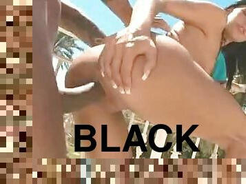 Black guy gets this bikini girl naked and fucks her ass