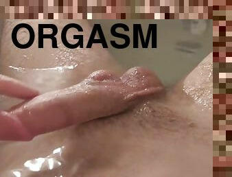Teasing jumping cock, edging in bath ruined orgasm average dick solo male masturbation