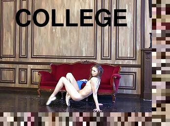 Sensual College Girl Annett Makes Her Tits Bounce While Dancing