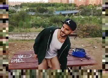 Xisco jerking off outdoor in public