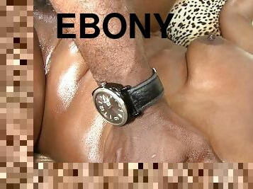 Bubble Butt Ebony Bounces Her Oily Bum On BBC
