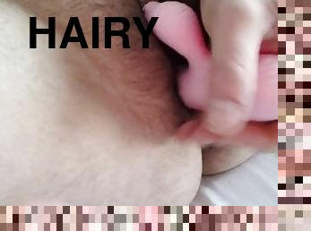 Hairy Boy Pussy fucking and rubbing toy like a dick- **HOT**