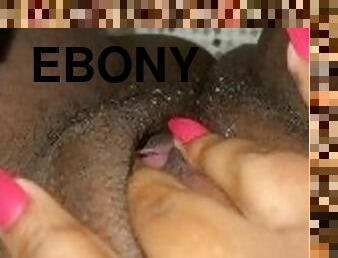 Super wet ebony pussy me fingering my self