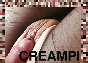 far, strømpebukser, offentlig, fisse-pussy, amatør, udløsning, milf, creampie, synsvinkel, sperm