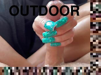 Surprise Outdoor Long Nail Edging Handjob With New Techniques From Ph Friends 