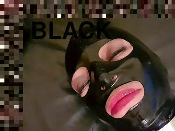 Slave In Black Latex Stretched Holes, Enema And Orgasm