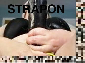 store-pupper, pussy, strapon, amatør, leke, handjob, fingret, cum, pupper, alene