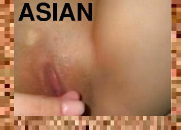 asiático, masturbación, amateur, paja, sauna, a-solas, coreano, tetitas