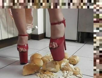 I crush little bread with my lap dance heels (visual 2)