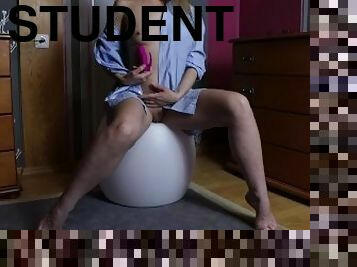 Evening Masturbation From a Depraved Student With a Vibrator in Pussy.