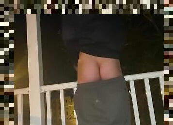 Bf masturbates on front porch and in driveway risky public