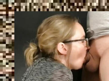 Her experienced mature lips and tongue suck out a load in under 20 seconds, hear family nearby
