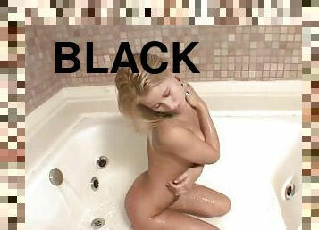 Adorable blonde takes a bath after enjoying a hardcore throbbing from a big black cock