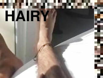 Bored Playing with my FEET AND MY HAIRY COCK