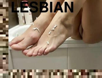 прихильник, лесбіянка-lesbian, ступні, красуня, фетиш, соло, пальці-ніг