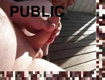 Public jerk in the Sun! With massive cum