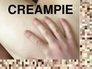 Knocked up creampie for my wifes hairy pussy