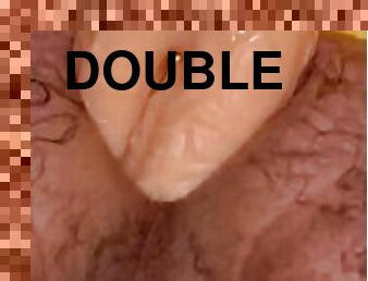 Double dildo deep in my ass