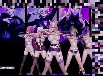 [MMD] K/DA - The Baddest Naked Dance KDA Ahri Akali Kaisa Evelynn Seraphine 4K 60FPS