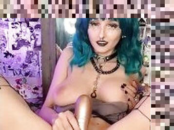 Blue hair egirl cums hard on Satisfyer pro 2